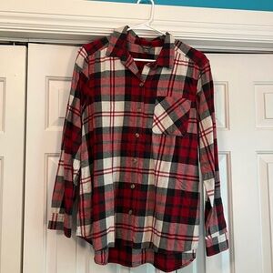 Women’s Eddie Bauer Red and Black Plaid Button-Up Shirt